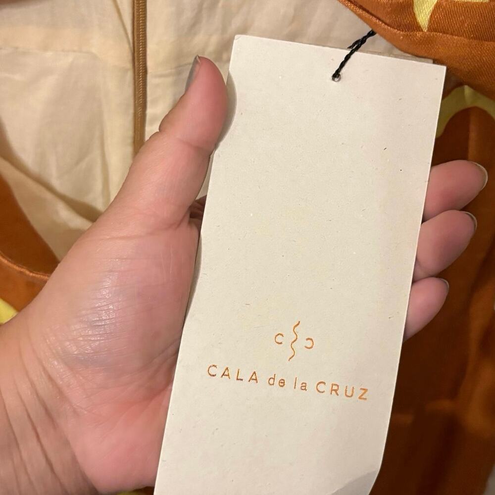 Anthropologie Cala DeLa Cruz NWT 100% Linen Orange Simone Maxi Dress Size Medium - Picture 7 of 8